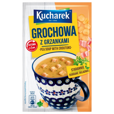 Kucharek ZUPA GROCHOWA Z GRZANKAMI jednoporcjowa GOTOWA W 1