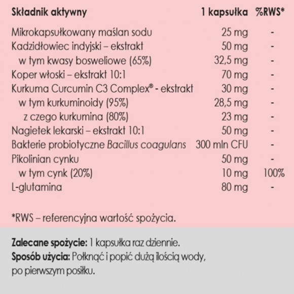 Yango Panaseus FORMUŁA NA JELITA maślan sodu bakterie probiotyczne 50 kaps.