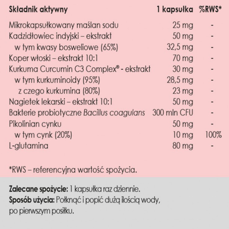 Yango Panaseus FORMUŁA NA JELITA maślan sodu bakterie probiotyczne 50 kaps.