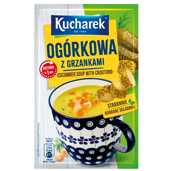 Kucharek ZUPA OGÓRKOWA Z GRZANKAMI jednoporcjowa GOTOWA W 1