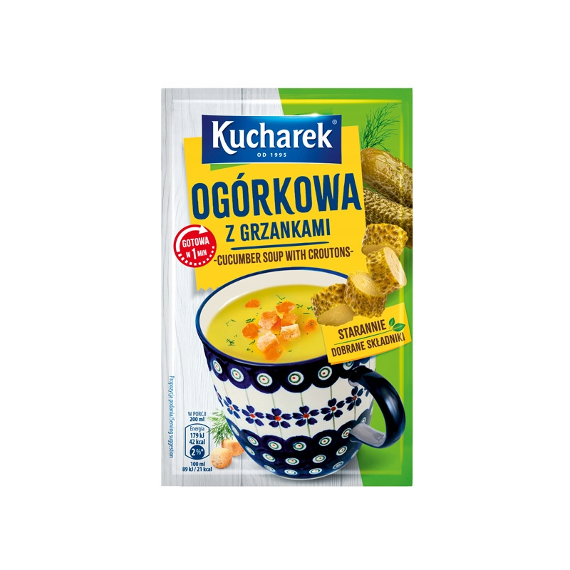 Kucharek ZUPA OGÓRKOWA Z GRZANKAMI jednoporcjowa GOTOWA W 1