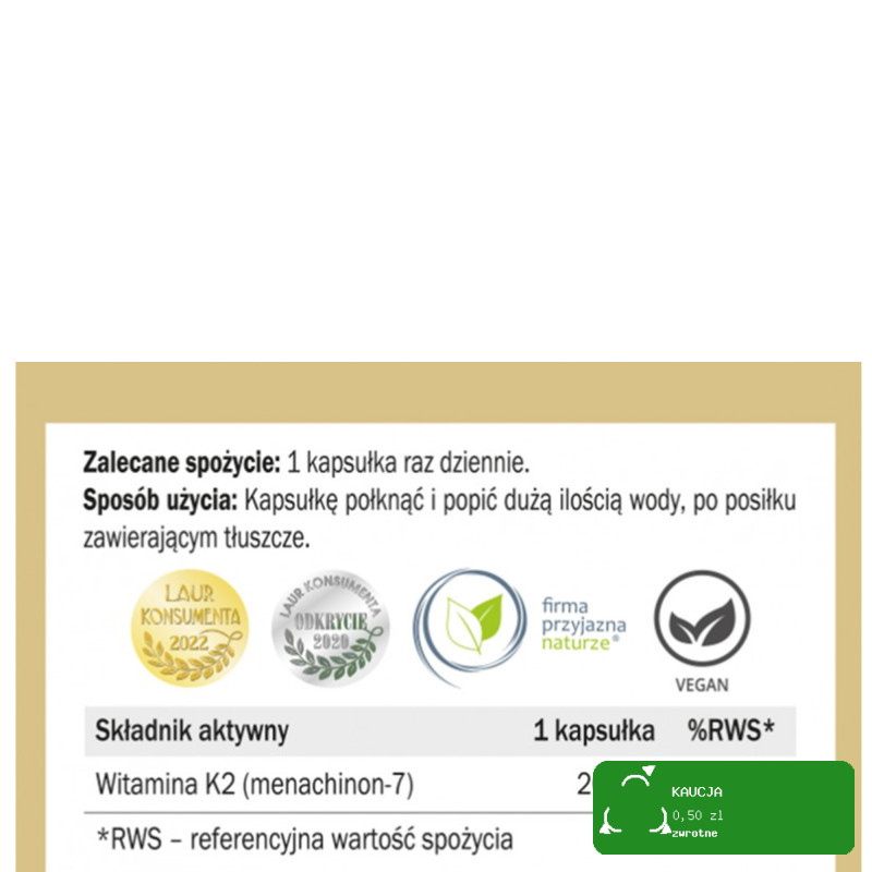 Yango WITAMINA K2 MK-7 wsparcie KRZEPNIĘCIE KRWI ZDROWE KOŚCI 90 kapsułek