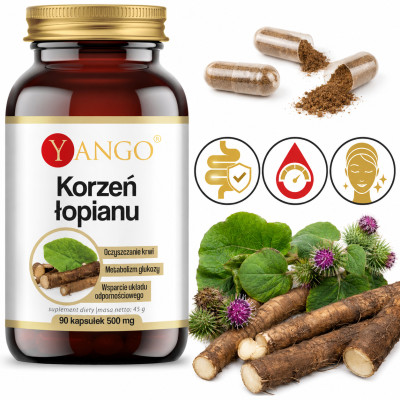 Yango ŁOPIAN KORZEŃ wsparcie ŁADNA SKÓRA WŁOSY 90 kapsułek
