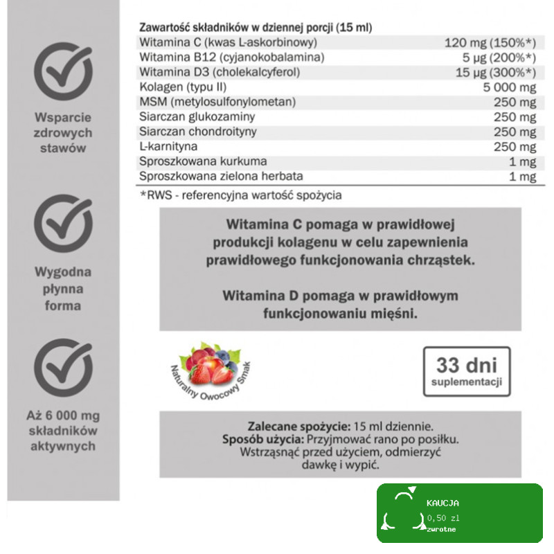 Yango KOLAGEN NA STAWY 5000mg + Glukozamina MSM 500ml