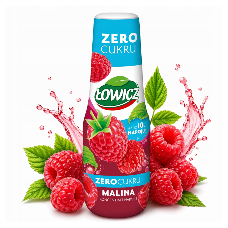 Łowicz SYROP MALINA ZERO CUKRU 500ML KONCENTRAT DO