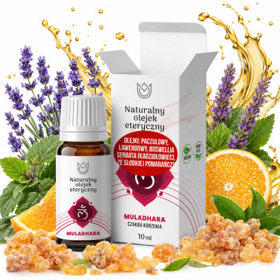 NATURALNY OLEJEK ETERYCZNY 100% czakra korzenia MULADHARA KOMINEK DYFUZOR