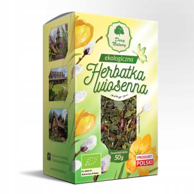 Dary Natury HERBATKA WIOSENNA EKO 50G Mięta Poziomka Brzoza Bez Mniszek