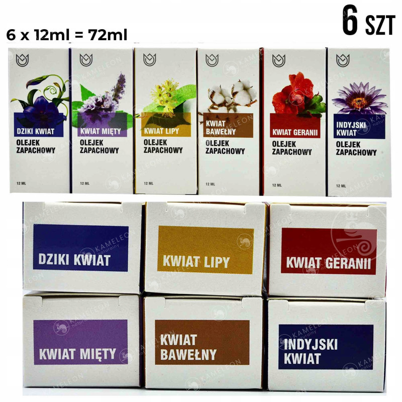 ZESTAW OLEJKÓW ZAPACHOWYCH 6szt x10ml KWIAT KWIATY KWIATOWE ZAPACHY prezent