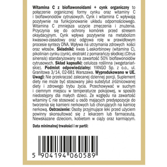 Yango WITAMINA C Z BIOFLAWONOIDAMI 90 kapsułek
