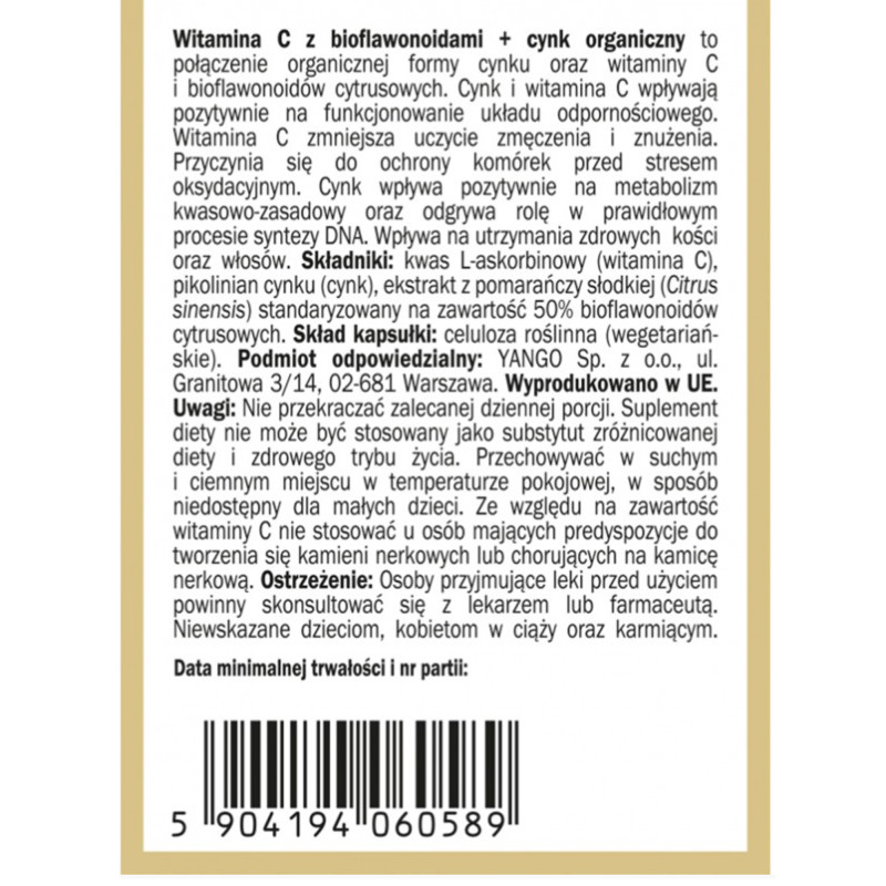 Yango WITAMINA C Z BIOFLAWONOIDAMI 90 kapsułek