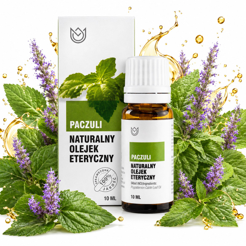 Naturalny OLEJEK ETERYCZNY PACZULI 10ml masaż inhalacje NATURALNE AROMATY
