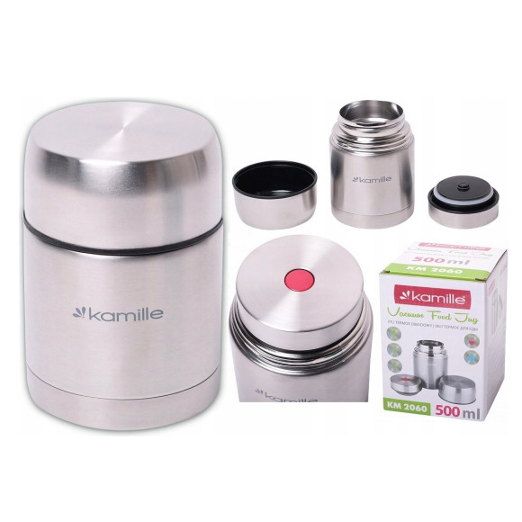 TERMOS OBIADOWY STALOWY NA LUNCH + miseczka 500 ml 0,5L - Kamille KM2060