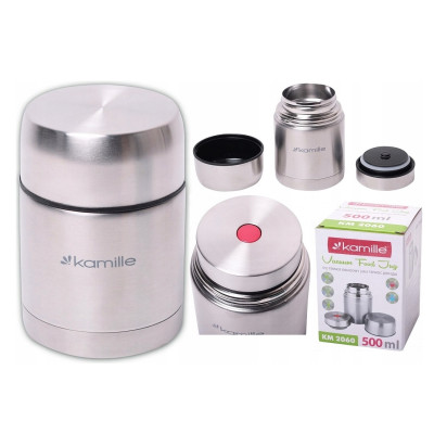TERMOS OBIADOWY STALOWY NA LUNCH + miseczka 500 ml 0,5L - Kamille KM2060
