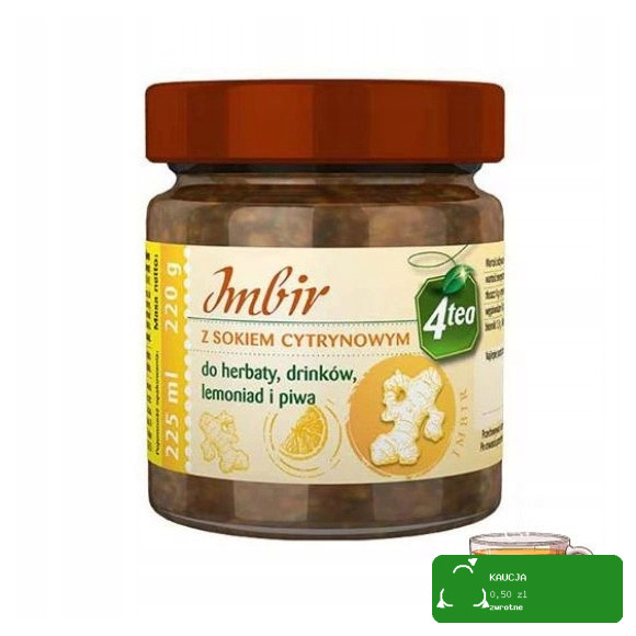 IMBIR Z SOKIEM CYTRYNOWYM do herbaty drinków lemoniad piwa 4TEA 220ml 225g KRÓTKA DATA