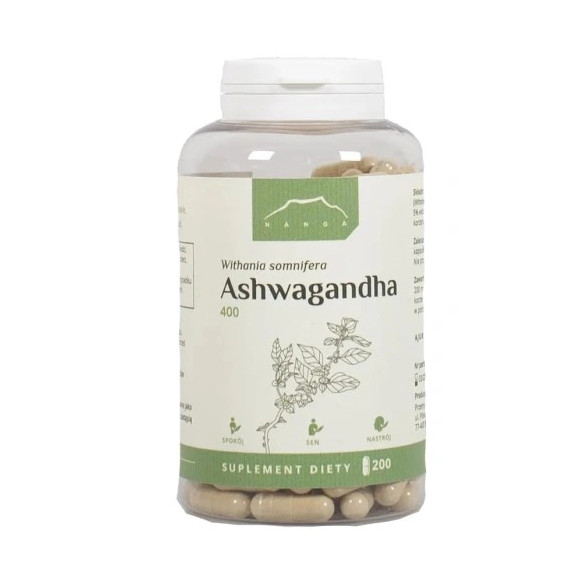 NANGA ASHWAGANDHA 400MG 200 kaps wsparcie UKŁAD NERWOWY STRES KRÓTKA DATA