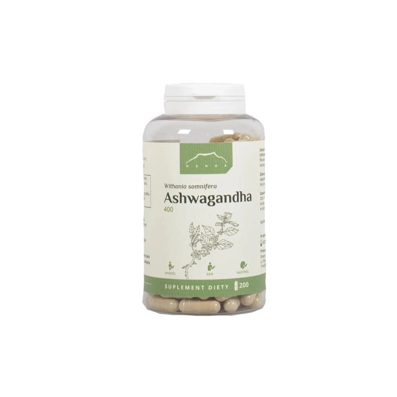 NANGA ASHWAGANDHA 400MG 200 kaps wsparcie UKŁAD NERWOWY STRES KRÓTKA DATA