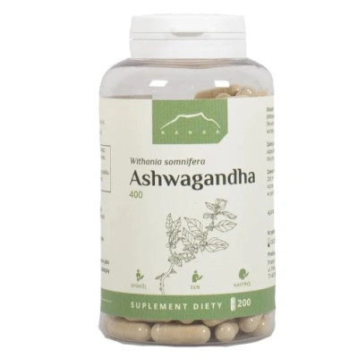 NANGA ASHWAGANDHA 400MG 200 kaps wsparcie UKŁAD NERWOWY STRES KRÓTKA DATA