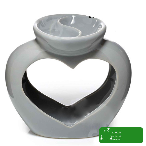 KOMINEK zapachowy CERAMICZNY SERCE SZARE na olejki woski do aromaterapii