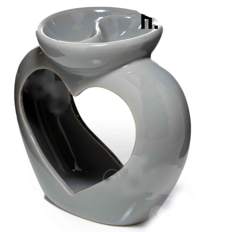 KOMINEK zapachowy CERAMICZNY SERCE SZARE na olejki woski do aromaterapii