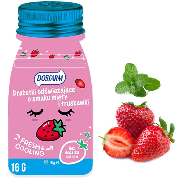DOSFARM - DRAŻE ODŚWIEŻAJĄCE - truskawka + mięta (różowe)