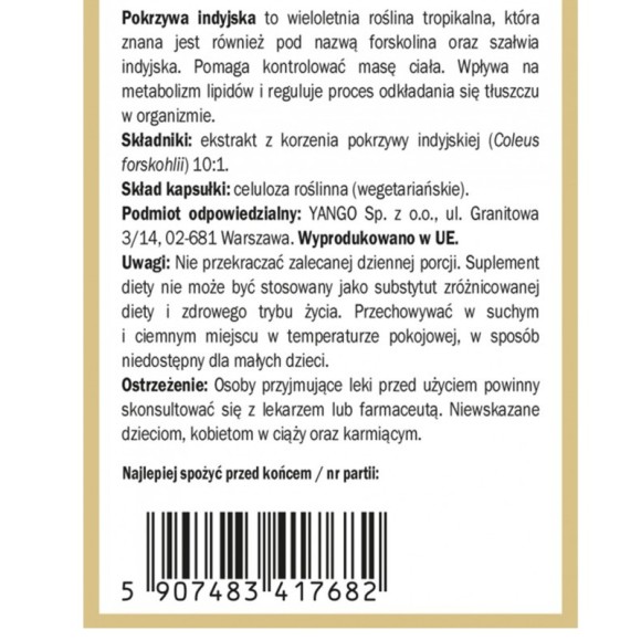 Yango FORSKOLINA POKRZYWA INDYJSKA 90 kapsułek