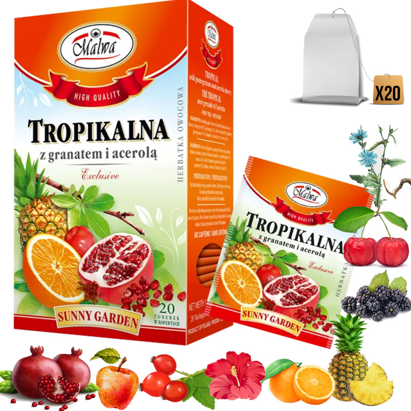 MALWA HERBATA owocowa TROPIKALNA GRANAT ACEROLA KRÓTKA DATA