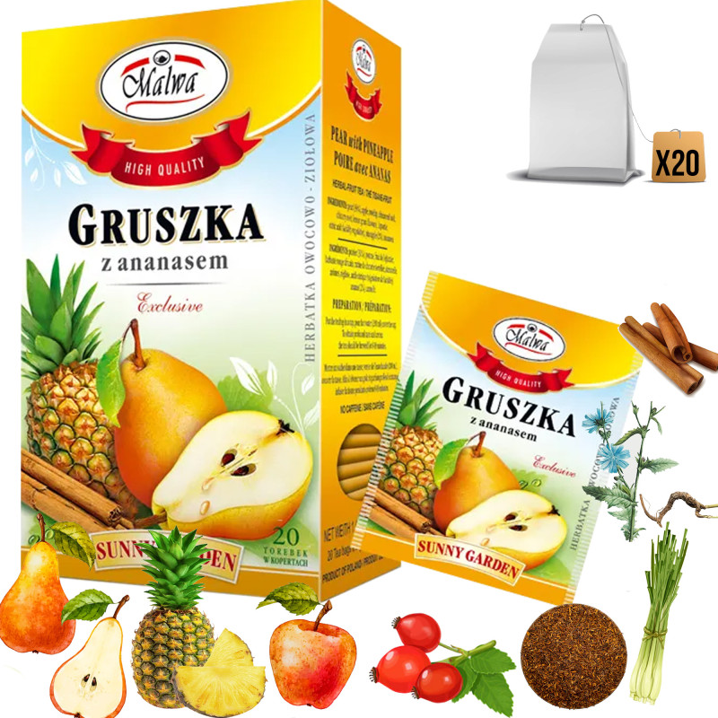 MALWA HERBATA SUNNY GARDEN GRUSZKA Z ANANASEM x20