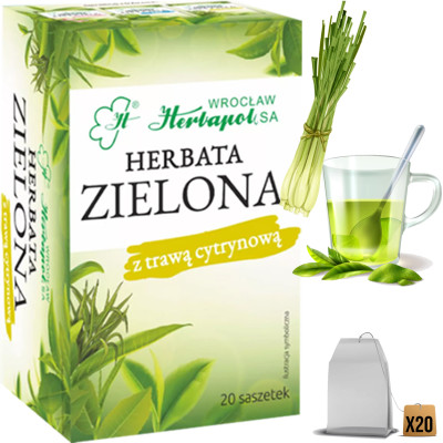 Herbapol HERBATA ZIELONA z TRAWĄ CYTRYNOWĄ x20 60G