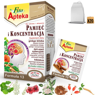 MALWA FITO APTEKA PAMIĘĆ I KONCENTRACJA mieszanka ziół 20g - FORMUŁA 13