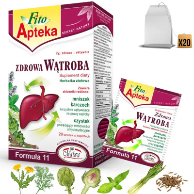 MALWA FITO APTEKA ZDROWA WĄTROBA mieszanka ziół 40g 20 saszetek FORMUŁA 11