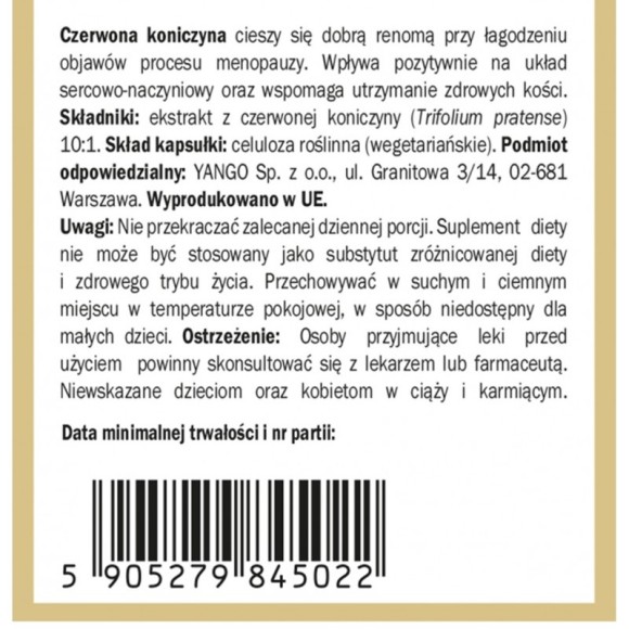 Yango CZERWONA KONICZYNA wparcie MENOPAUZA PERIMENOPAUZA 90