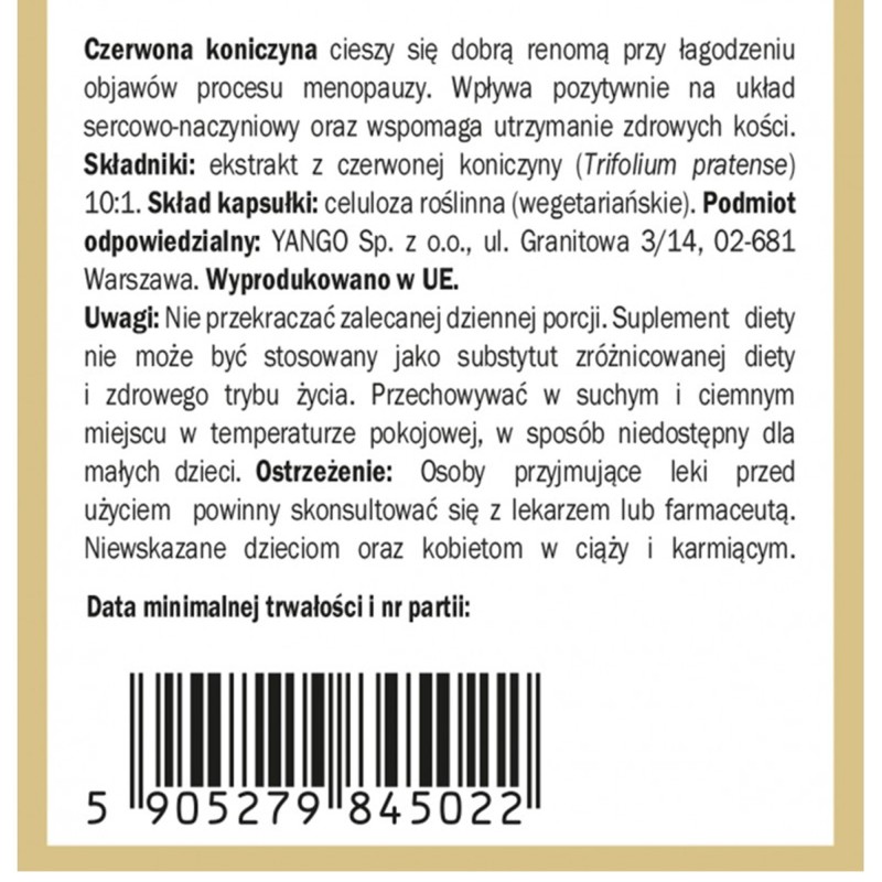 Yango CZERWONA KONICZYNA wparcie MENOPAUZA PERIMENOPAUZA 90