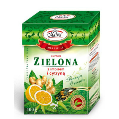 MALWA HERBATA PREMIUM ZIELONA SMAKOWA CYTRYNA I IMBIR 100g KRÓTKA DATA