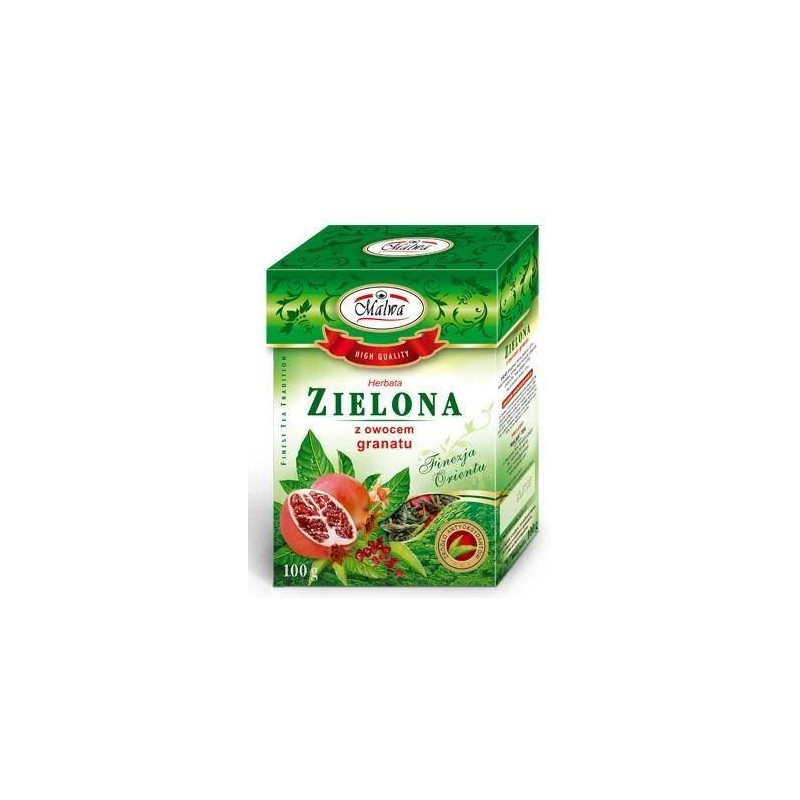 MALWA HERBATA PREMIUM ZIELONA SMAKOWA Z GRANATEM z owocem granatu 100G