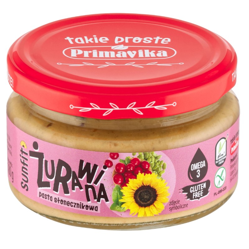 Primavika ŻURAWINA SUNFIT pasta słonecznikowa 180g bez