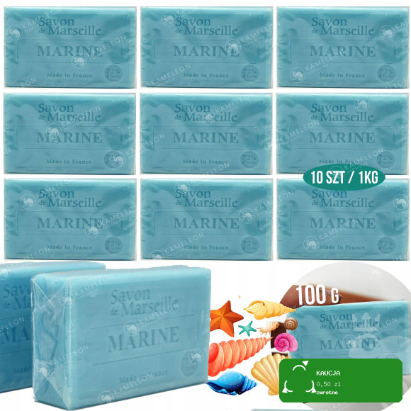 MYDŁO MARSYLSKIE MORSKIE marine 72% kostka 10sztuk 1kg 10x100g La Chatelard