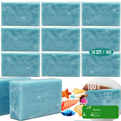 MYDŁO MARSYLSKIE MORSKIE marine 72% kostka 10sztuk 1kg 10x100g La Chatelard