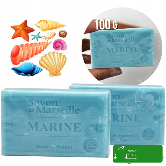 MYDŁO MARSYLSKIE MORSKIE marine 72% kostka 10sztuk 1kg 10x100g La Chatelard
