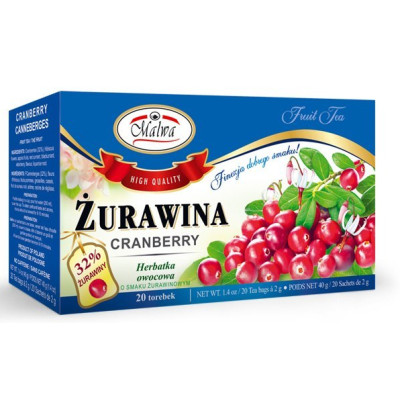 Malwa Herbatka HERBATA OWOCOWA ŻURAWINA żurawinowa 20 saszetek
