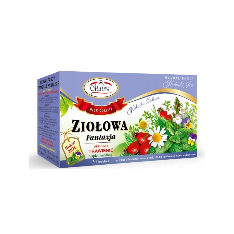 Malwa Herbata ZIOŁOWA FANTAZJA Aktywne Trawienie 20sasz.MIĘTA KOPER FIOŁEK