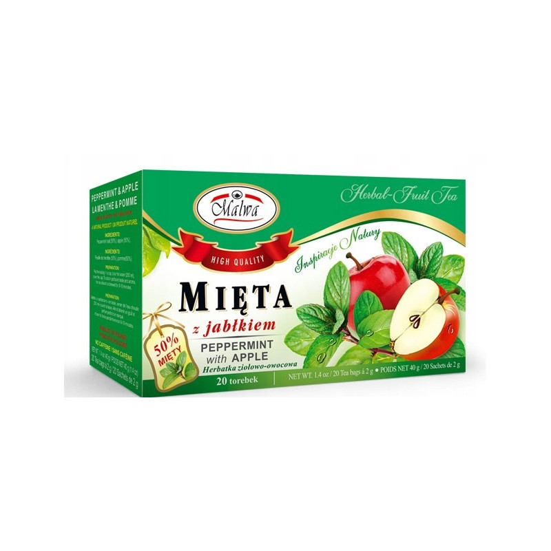 MALWA MIĘTA liść MIĘTY Z JABŁKIEM 20 saszetek 40G
