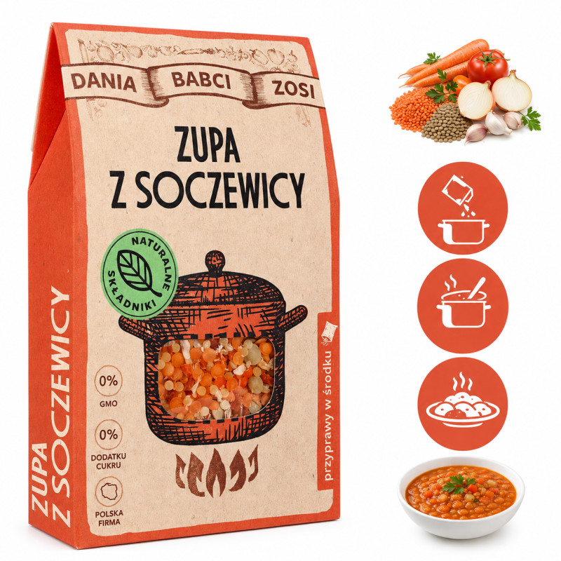 DANIA BABCI ZOSI zupa z SOCZEWICY wegańska GOTOWA w 20 minut 110G
