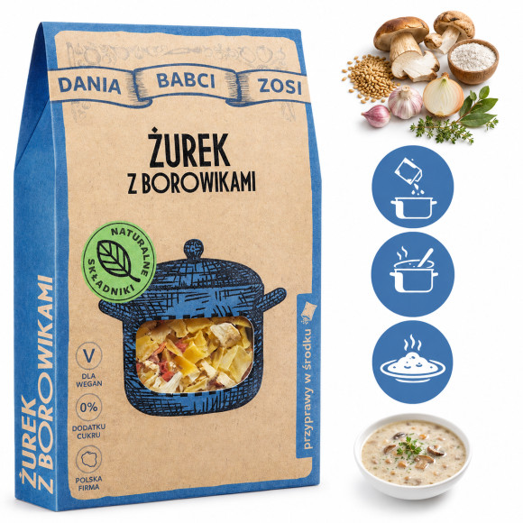 DANIA BABCI ZOSI zupa ŻUREK Z BOROWIKAMI mieszanka do przygotowania zupy 85G