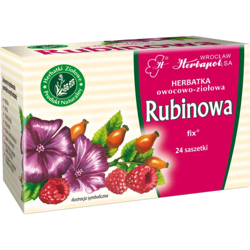 HERBATA OWOCOWA RUBINOWA dzika róża MALINA bez x24