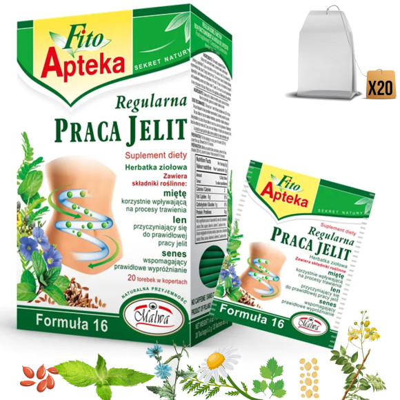 MALWA FITO APTEKA REGULARNA PRACA JELIT mieszanka ziół x20 40G - FORMUŁA 16