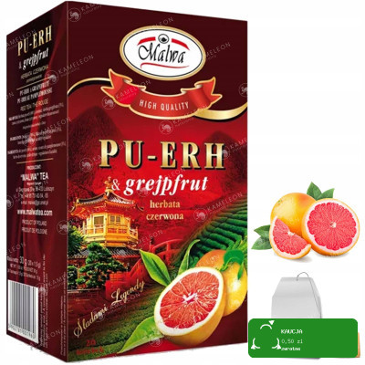 MALWA HERBATA CZERWONA PUerh PU-ERH GRAPEFRUIT grapefruitowa 20saszetek 30G