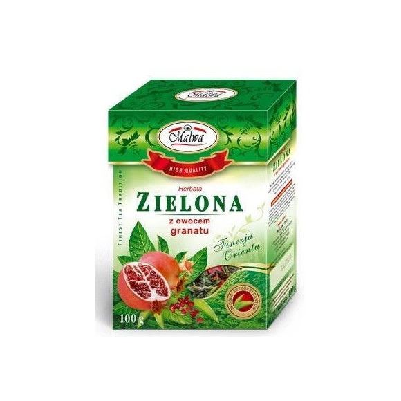 MALWA HERBATA PREMIUM ZIELONA SMAKOWA Z GRANATEM z owocem granatu 100G