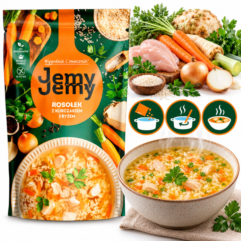 Profi JEMY JEMY zupa ROSÓŁ Z KURCZAKIEM I RYŻEM rosół inaczej 450G