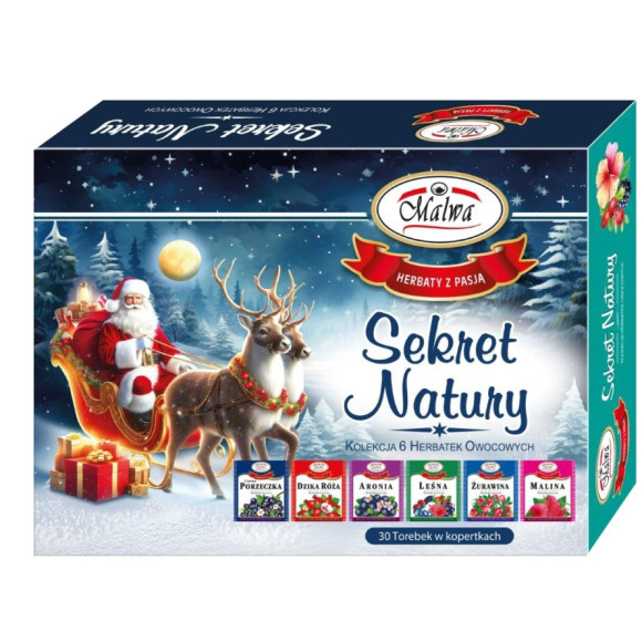 BOMBONIERKA MALWA Zestaw Herbat Owocowych SEKRET NATURY 6 smaków NA PREZENT
