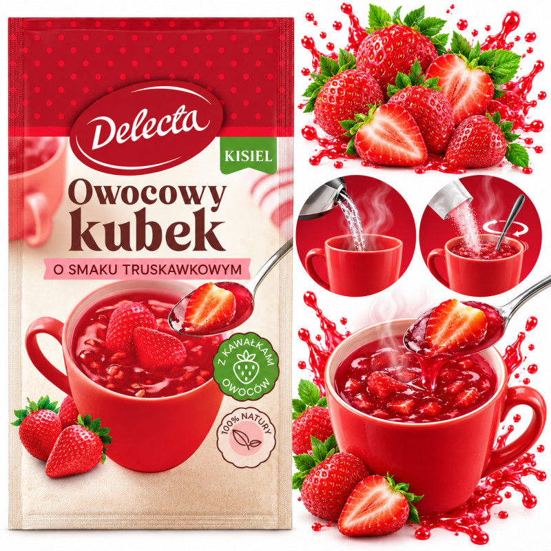 Delecta OWOCOWY KUBEK KISIEL INSTANT truskawkowy